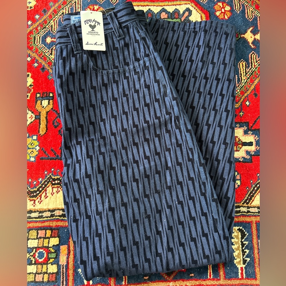 Blue Blue Japan textured lightning bolt pants